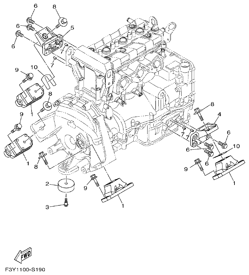 Yamaha EX1050B-S(F3Y36GAB6GA2 ENGINE MOUNT parts diagram